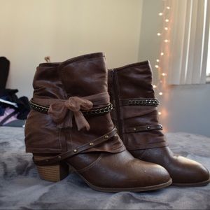 Brown high heel shoes
